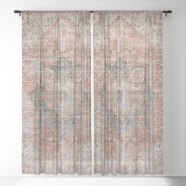 Retro oriental orange carpet Sheer Curtain