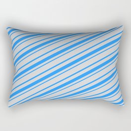 [ Thumbnail: Light Gray & Blue Colored Lined Pattern Rectangular Pillow ]