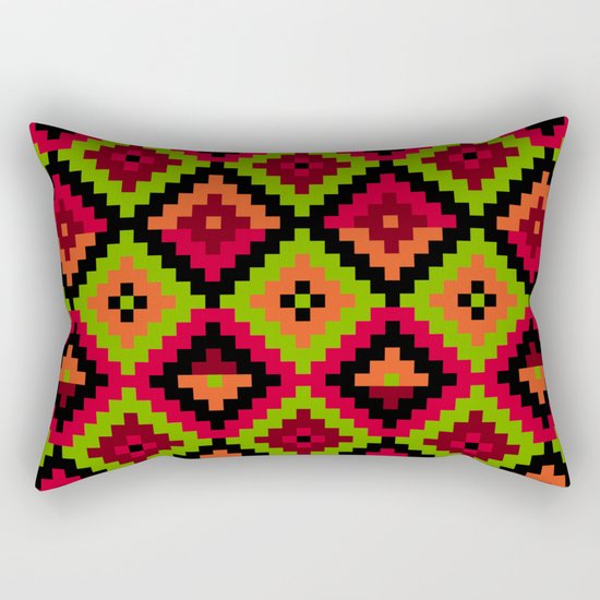 Aztec pattern - green Rectangular Pillow