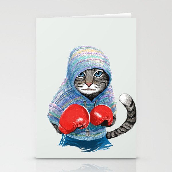 Boxing Cat Stationery Cards
