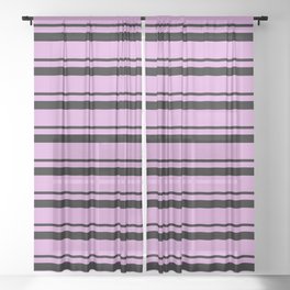 [ Thumbnail: Black and Plum Colored Lined/Striped Pattern Sheer Curtain ]