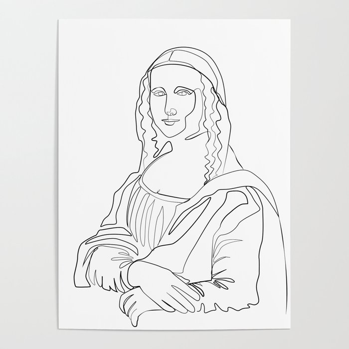 The Mona Lisa one line art inspired by leonardo da vinci Poster by  GraphicWorldGifts | Society6