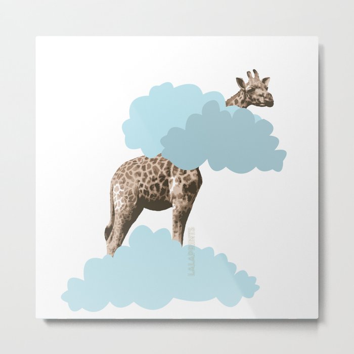 Giraff in the clouds . Joy in the clouds collection Metal Print