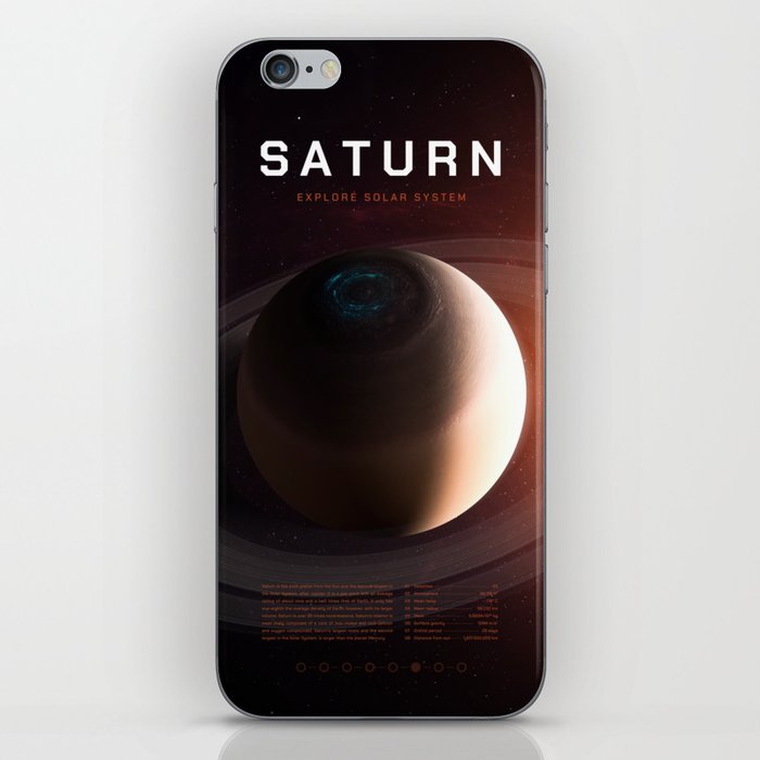 Saturn planet. Poster background illustration. iPhone Skin