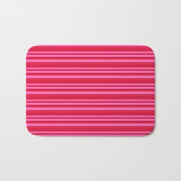 [ Thumbnail: Crimson and Hot Pink Colored Lines/Stripes Pattern Bath Mat ]