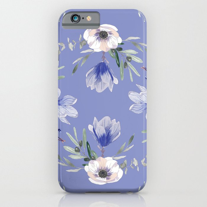 Floral Square Blue iPhone Case