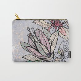 Paper Flowers #3 Carry-All Pouch | Painting, Digital, Vintage, Paperflowers, Illustration, Floral, Flowers 