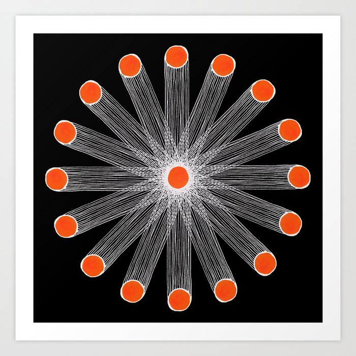 orange and black bingo pinwheel Art Print