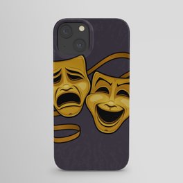 Gold Comedy And Tragedy Theater Masks iPhone Case