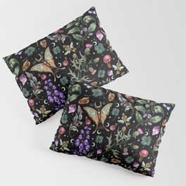 Witchy magical pattern. Nightshade. Mugwort. Pillow Sham