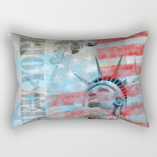 Lady Liberty Stars and Stripes Patriotic Artwork Rectangular Pillow