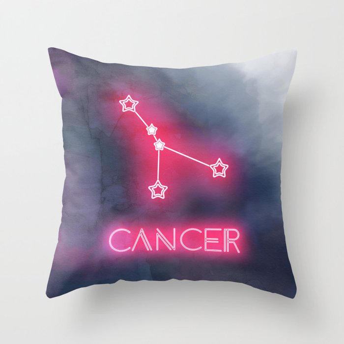 Neon Cancer Constellation Throw Pillow