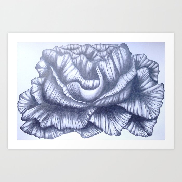 Graphite Abstract Flower Art Print