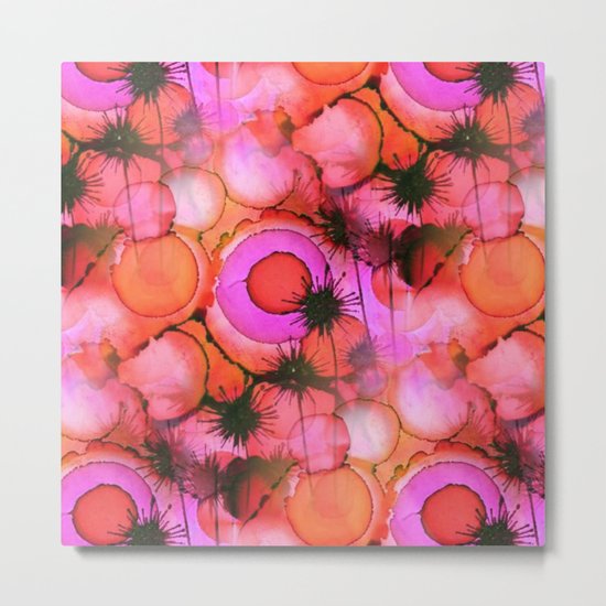 Palm Trees on Sunset Stains Metal Print