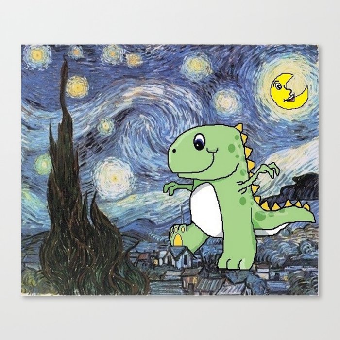 Tyrannosaurus Rex Under the Starry Night Sky Canvas Print