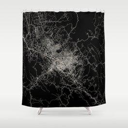 Albania, Tirana - Aesthetic City Map - Black and White Shower Curtain