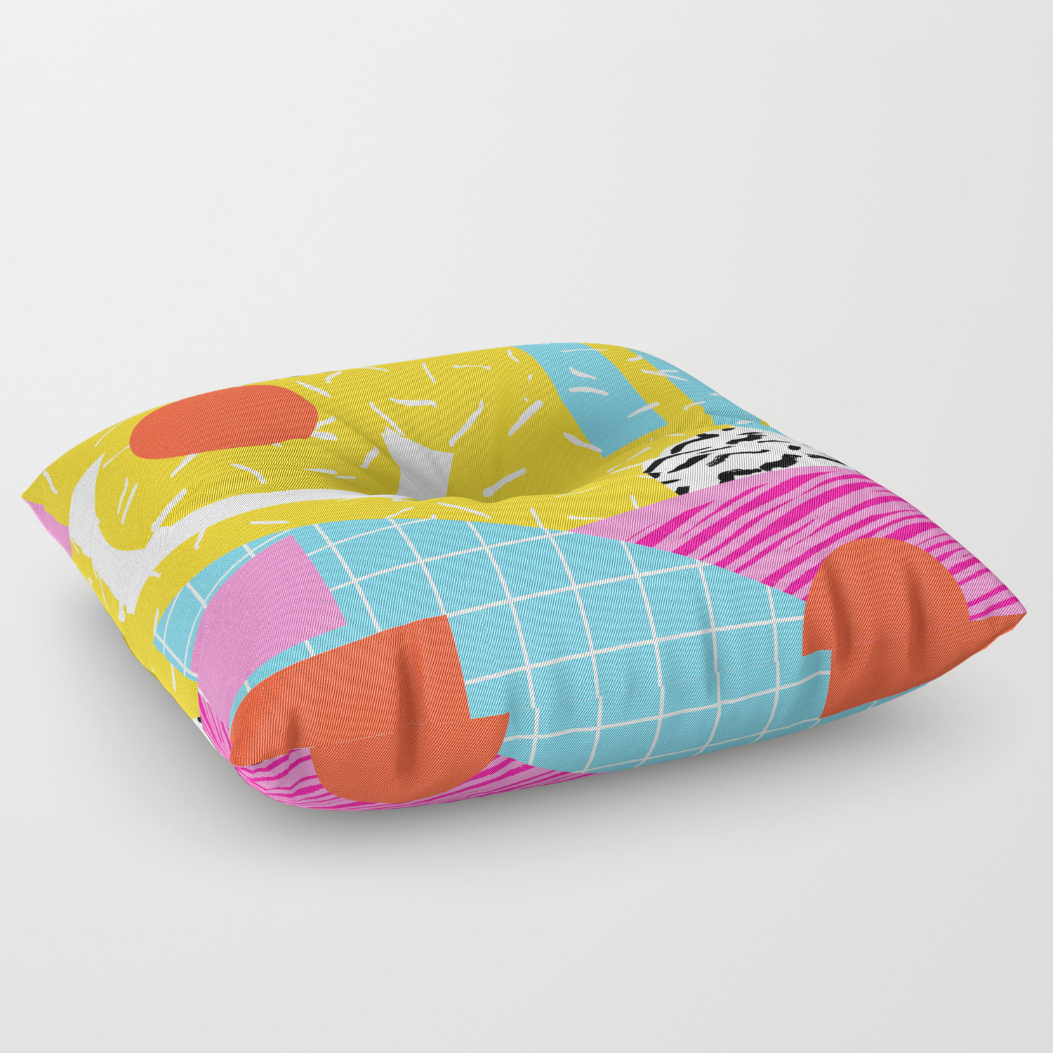 Homefry Abstract Pattern Memphis Retro Throwback 80s Neon Vibes Trendy Art Decor Floor Pillow By Wacka Society6