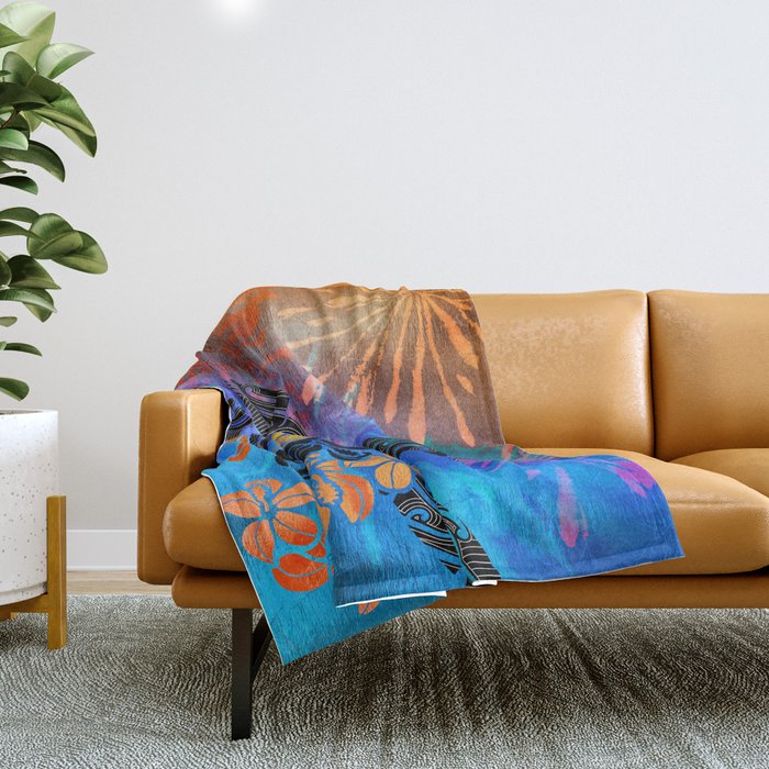 Hibiscus Tie Dye Shimmer Throw Blanket