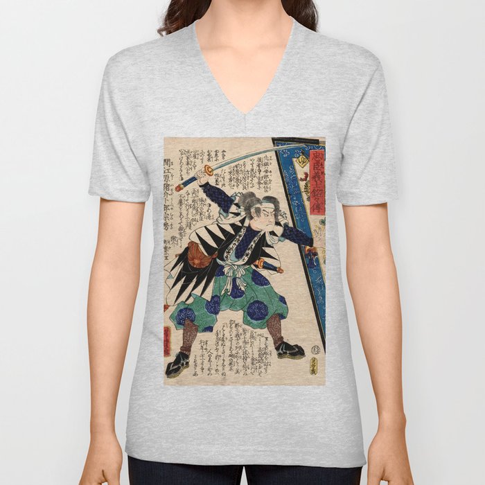 The Loyal Retainer Munefusa (Utagawa Yoshitora) V Neck T Shirt