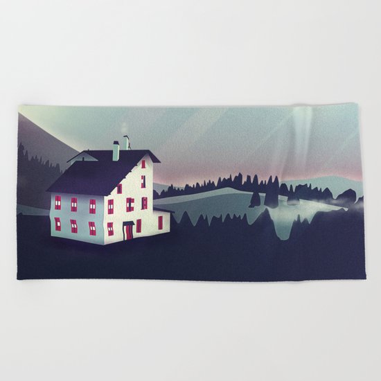 Castle in the Mountains Beach Towel