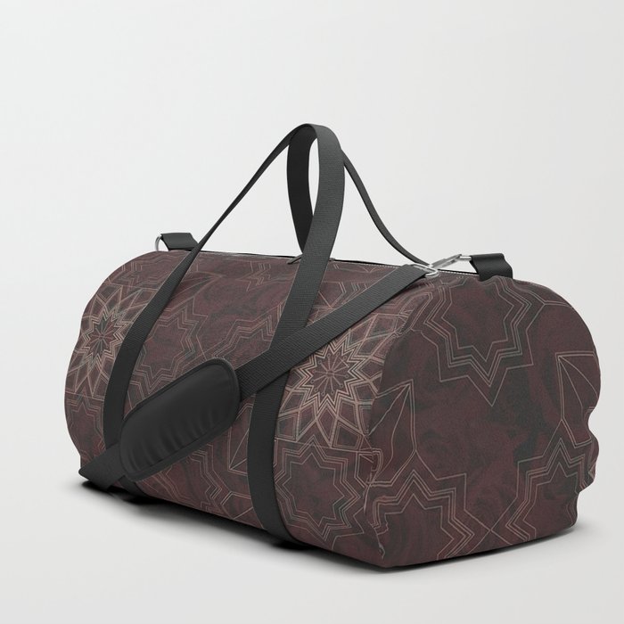 Geometric Floral Pattern in a Subdued Burgundy with Hints of Green Undertones Duffle Bag