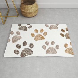 Brown colored paw print background Area & Throw Rug