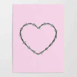 Barbed Wire Pink Heart Poster