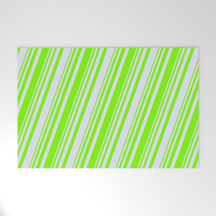 Green & Lavender Colored Striped/Lined Pattern Welcome Mat