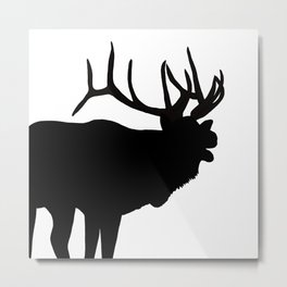 Elk Bugling Silhouette Metal Print