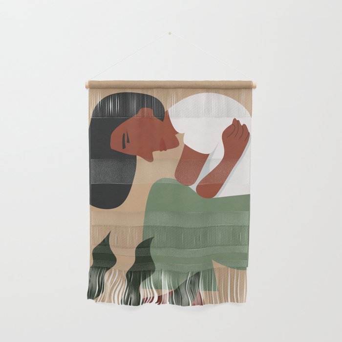 Woman Self Hug, Boho Illustration Wall Hanging