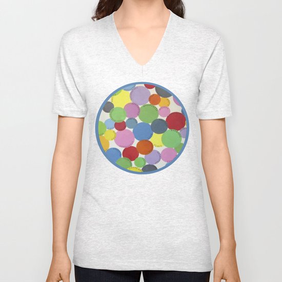 Word Bubbles Blue Unisex V-Neck