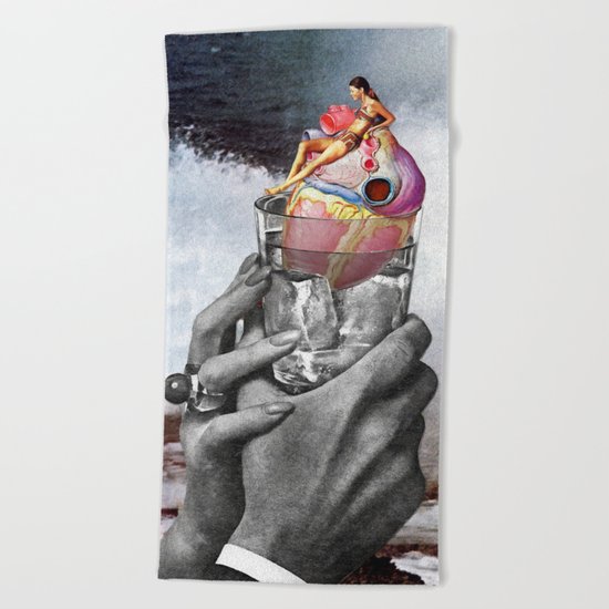 Heart on the Rocks Beach Towel