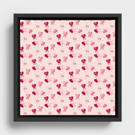 Valentine's Day Heart Balloons Pattern Framed Canvas
