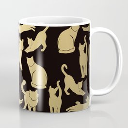 Gold Metallic Cat Silhouette on Black Background Coffee Mug