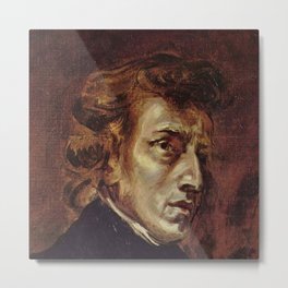 Eugene Delacroix- Portrait of Chopin Metal Print