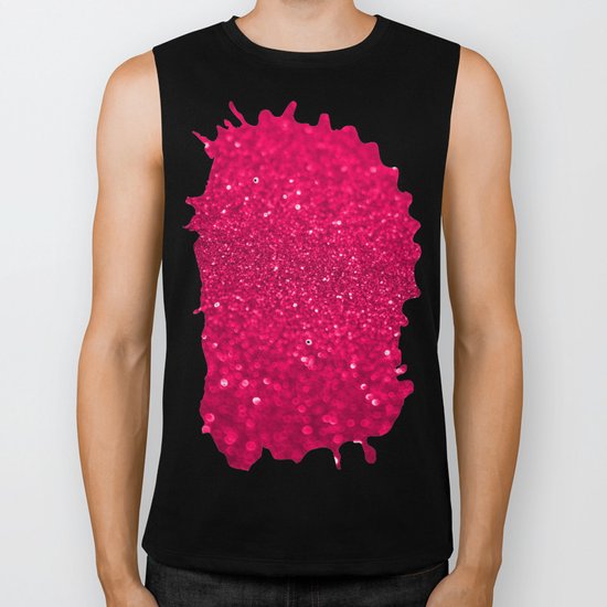 Bright Pink Glitter Biker Tank