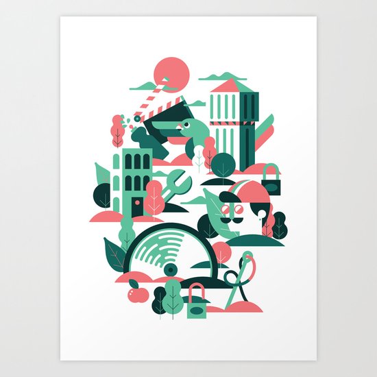 A sunny morning in Milan Art Print