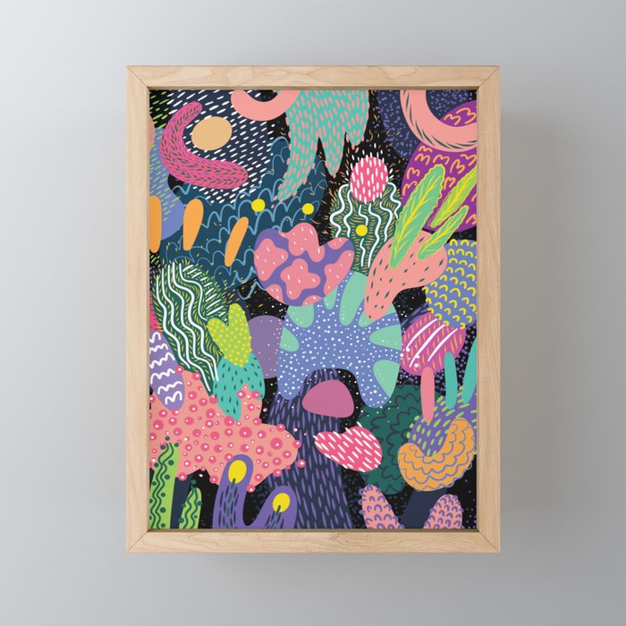 Fun Times in Nature | Colorful Abstract Natural Shapes Framed Mini Art Print