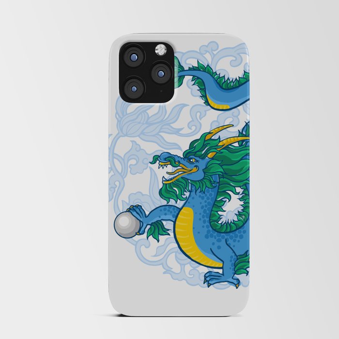 Blue Dragon with pearl iPhone Card Case
