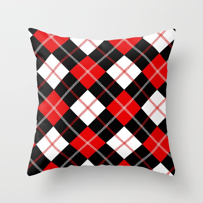 Red, White & Black Plaid Pattern Throw Pillow
