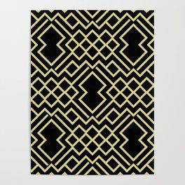 Black and Yellow Abstract Geometric Shape Pattern - Diamond Vogel 2022 Popular Color Fire Dance 0799 Poster