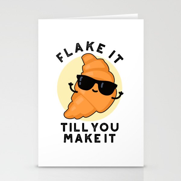 Flake It Till You Make It Cute Pastry Pun Stationery Cards
