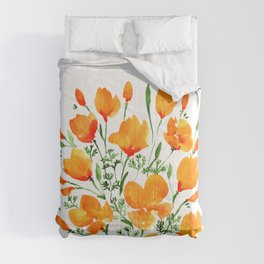 Watercolor California poppies Comforter