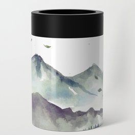 Mountain And Pine Trees Watercolor Can Cooler