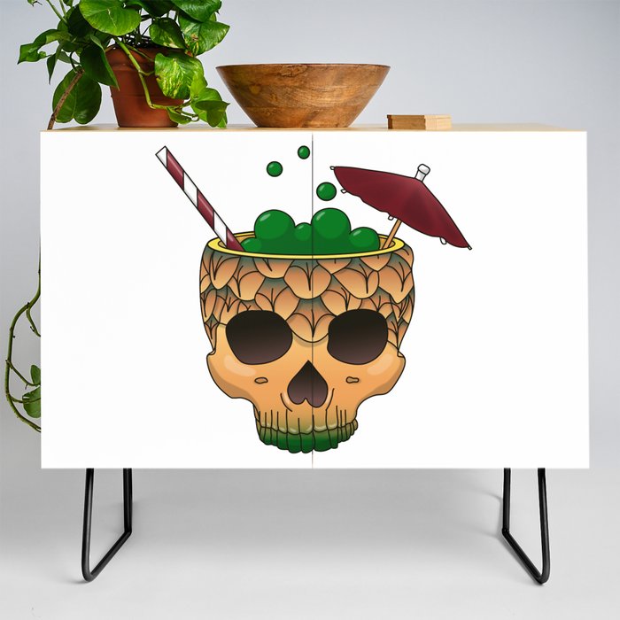 Tiki Skull Pineapple Gothic Summer Credenza