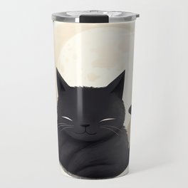 Black Cat Sleeps on The Moon Travel Mug