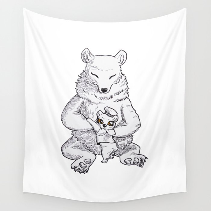 Mother Grizzly and Cub Wall Tapestry