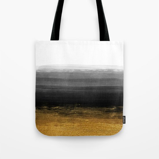 Black and Gold grunge stripes on clear white backround I - Stripe- Striped Tote Bag