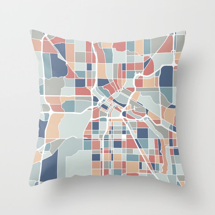 Minneapolis Map Art Throw Pillow