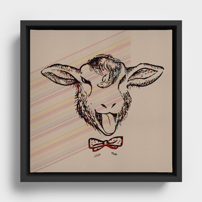Cheeky sheep with a bow tie II Framed Canvas